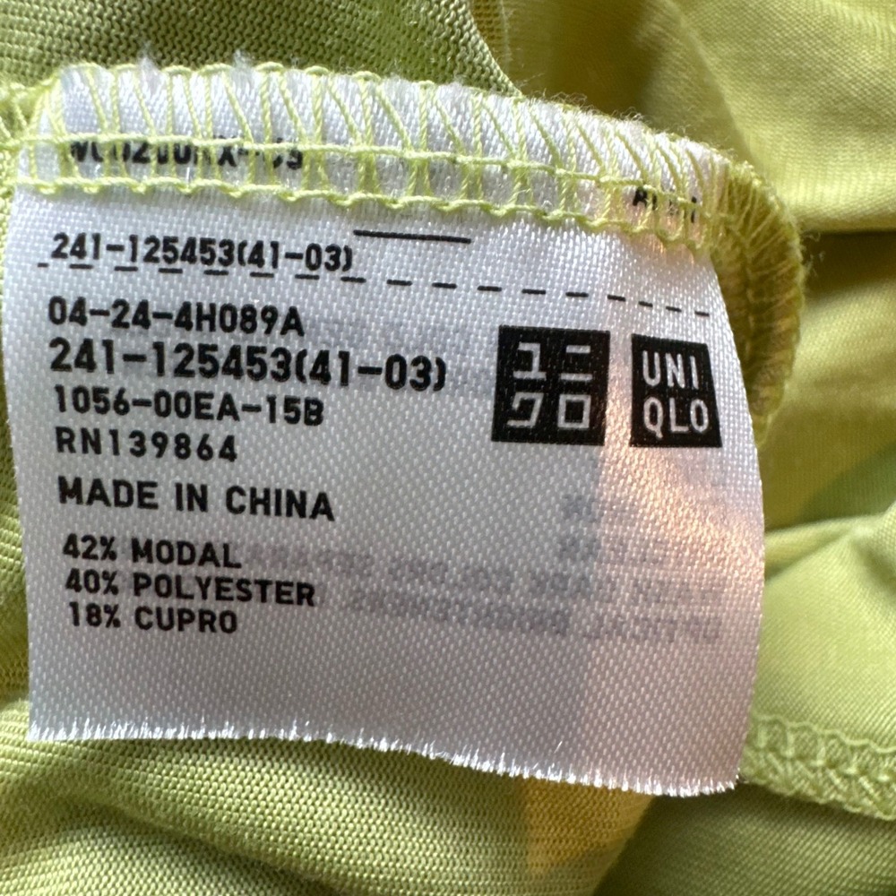 Uniqlo Lime Green Dolman Sleeve Scoop Neck Top Modal Cupro Blend | Size Medium - Picture 8 of 9